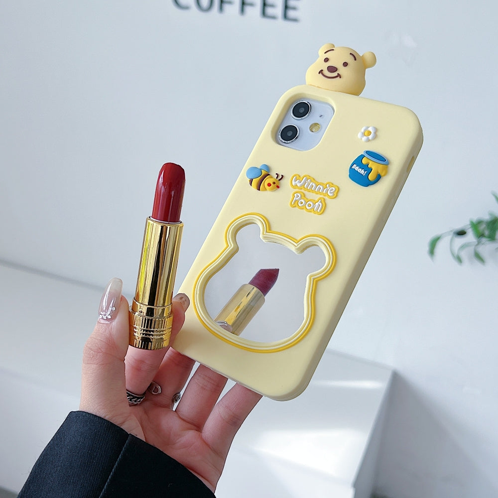 Cute Bear Shape Mirror Silicone Phone Case