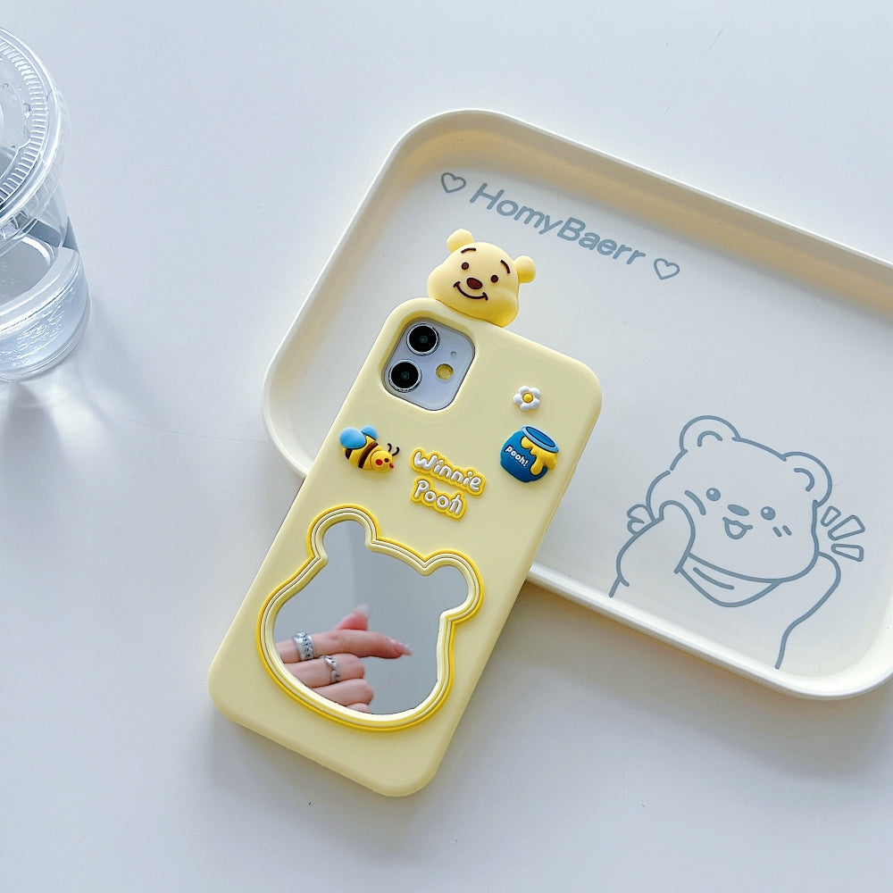 Cute Bear Shape Mirror Silicone Phone Case