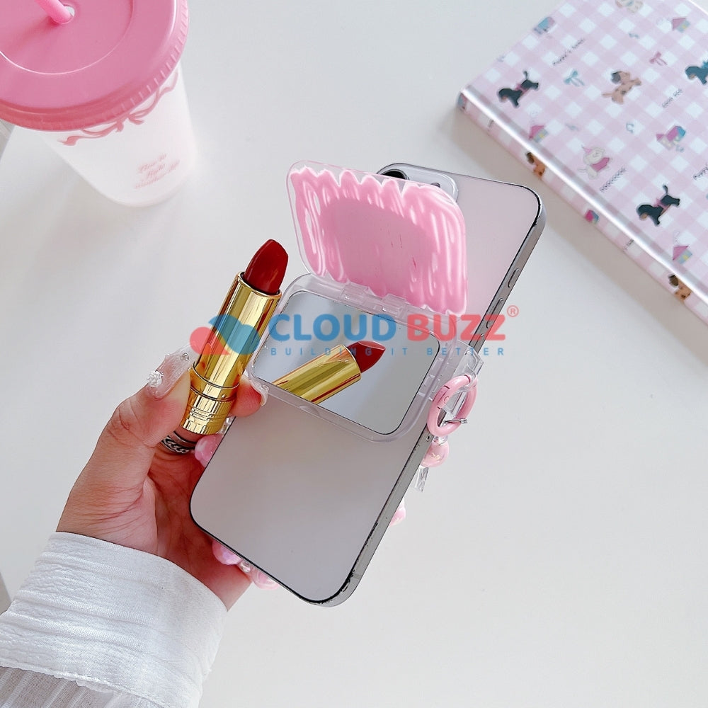 Cute Mini Cartoon Toy Flip Mirror Universal Stand with Crystal Bracelet