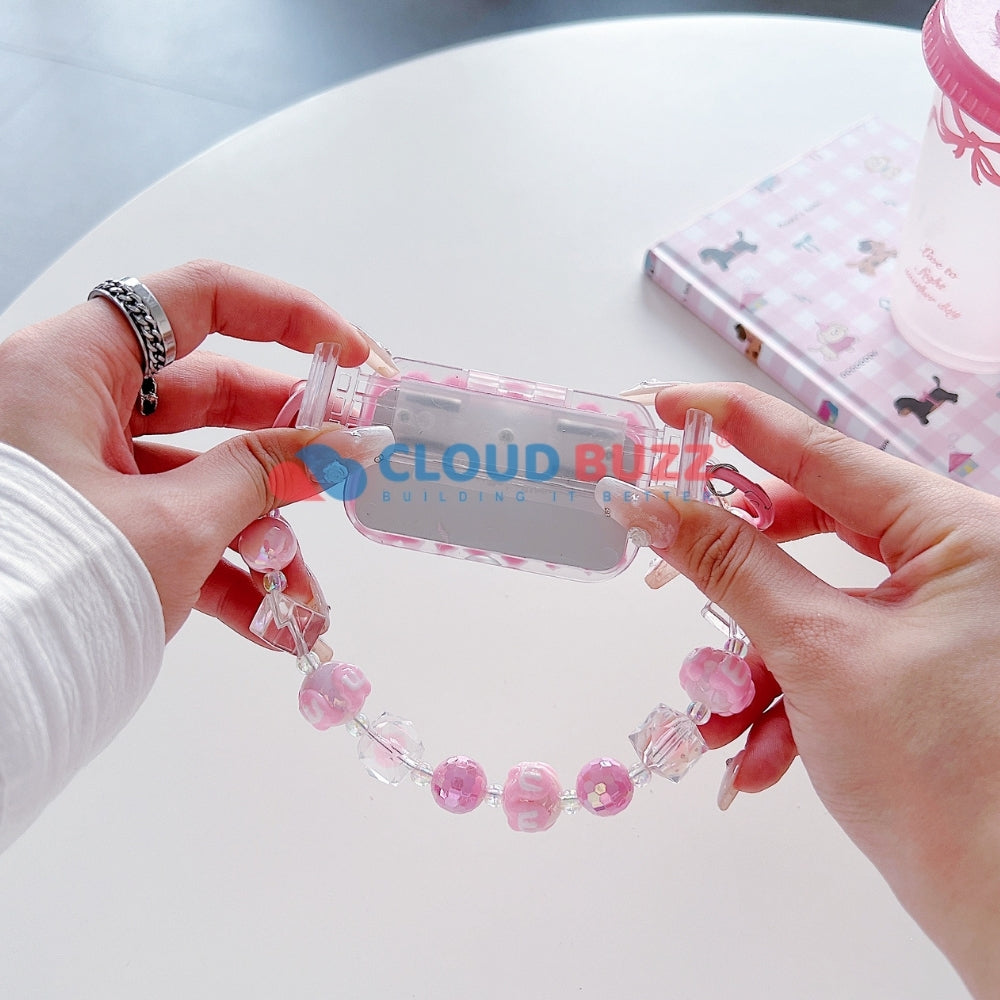 Cute Mini Cartoon Toy Flip Mirror Universal Stand with Crystal Bracelet