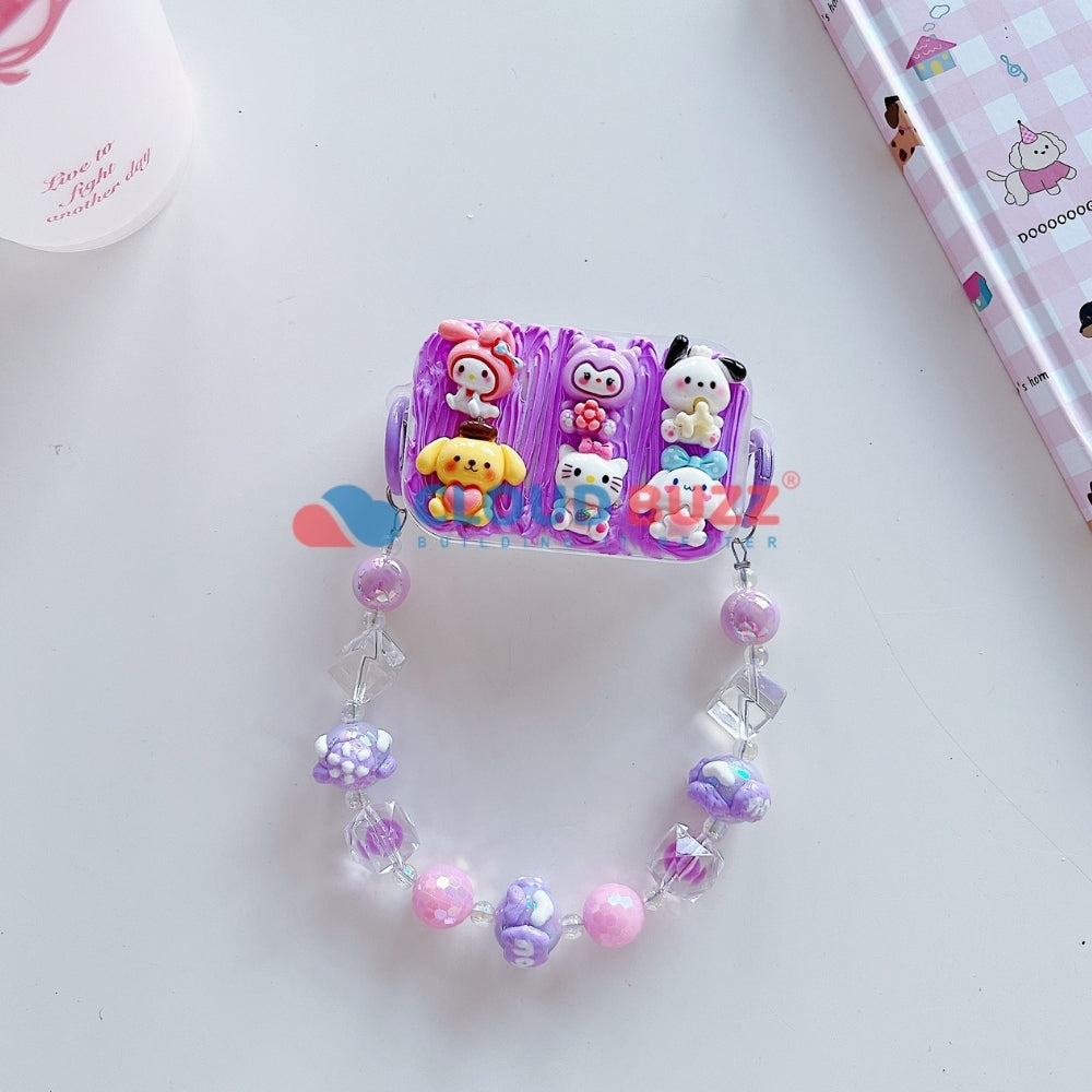 Cute Mini Cartoon Toy Flip Mirror Universal Stand with Crystal Bracelet