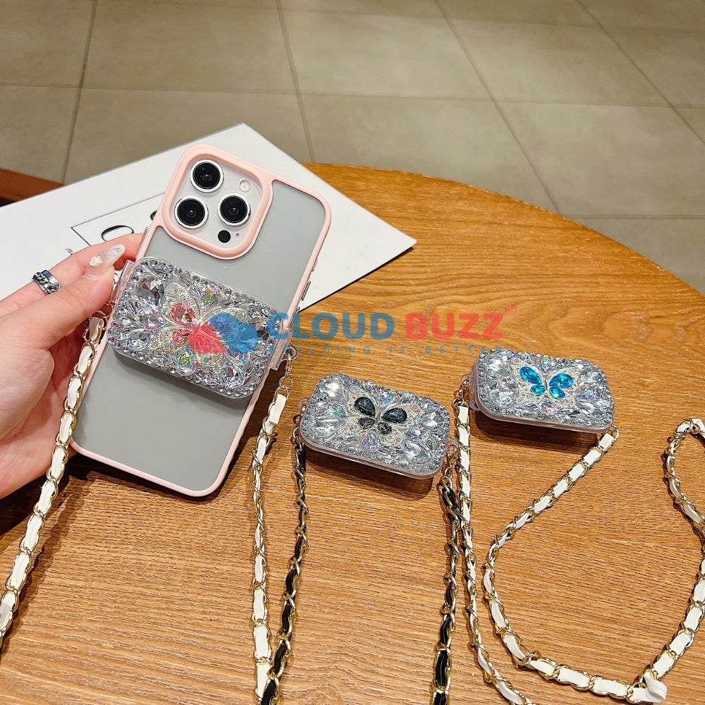 Diamond Butterfly Pattern Universal Stand with Crystal Bracelet