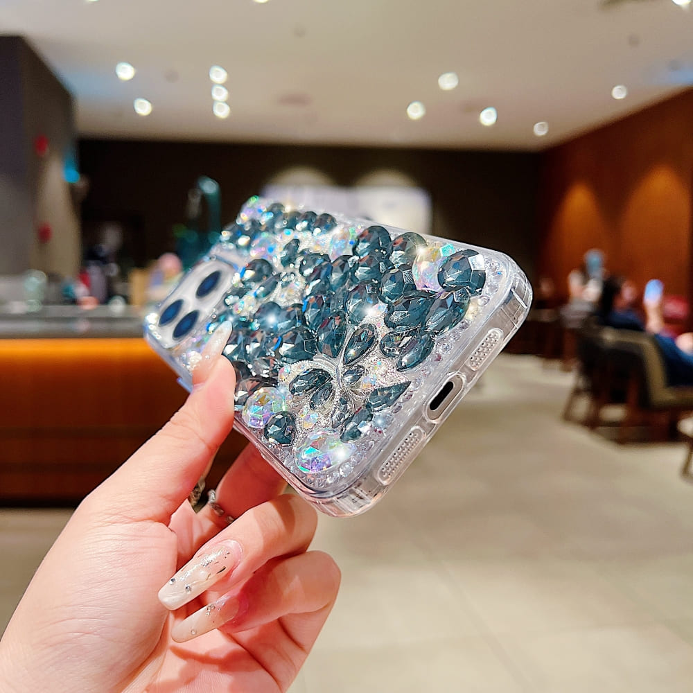 Full Covered Diamond and Butterfly Charm Phone Case