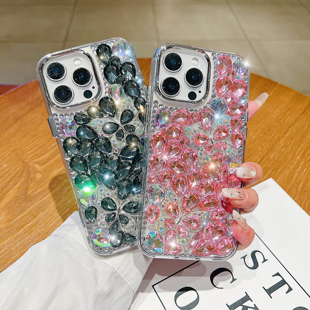 Full Covered Diamond and Butterfly Charm Phone Case