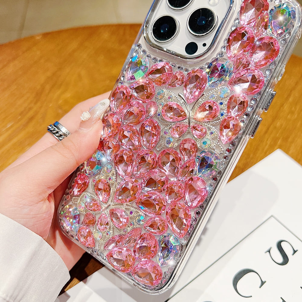 Full Covered Diamond and Butterfly Charm Phone Case