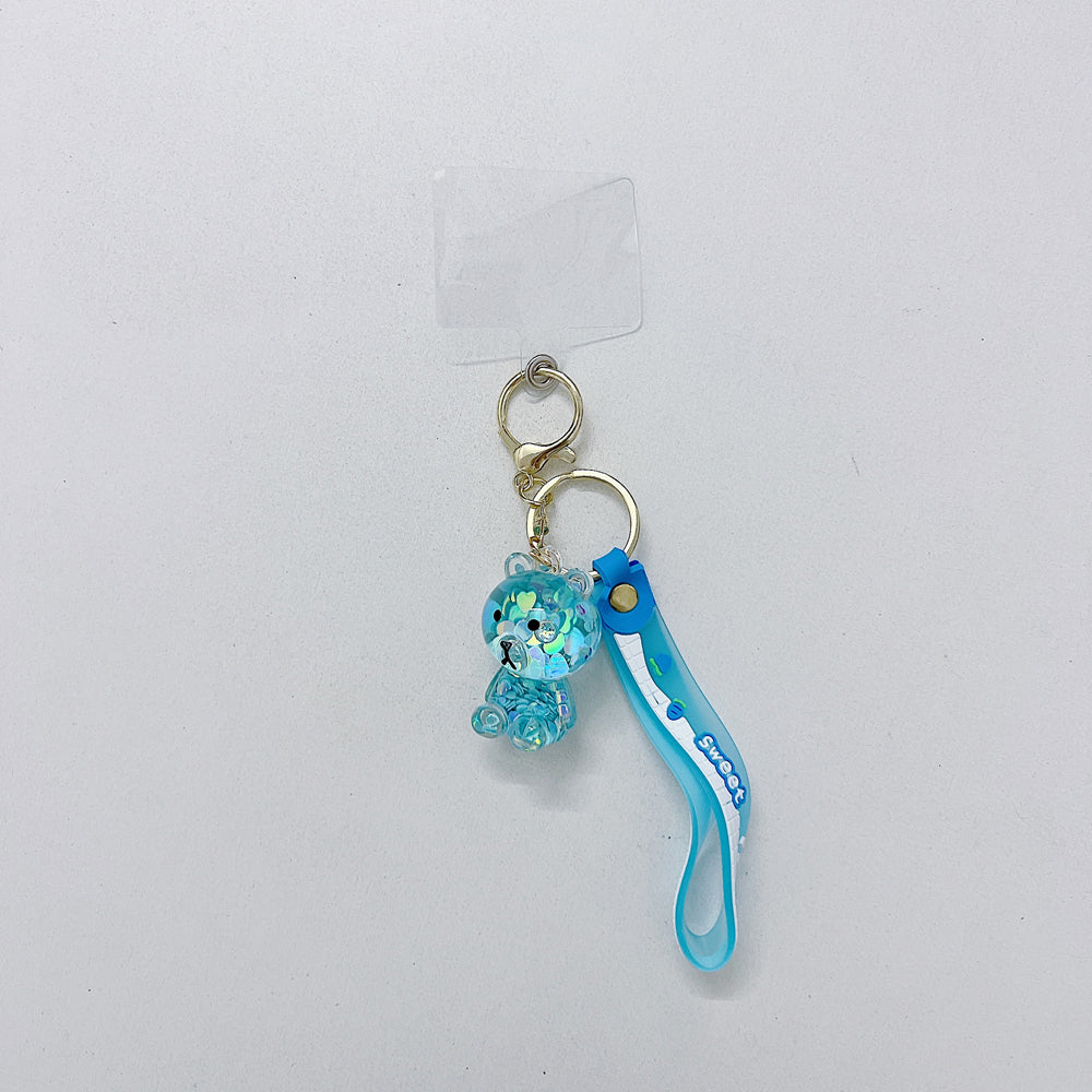 Acrylic Creative Fantasy Floating Glitter Bear Phone Charm | Keychain | Handbag Charm