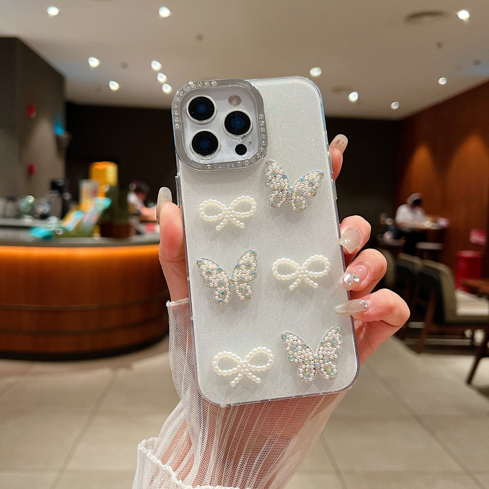 Glitter Bow and Butterfly Phone Case