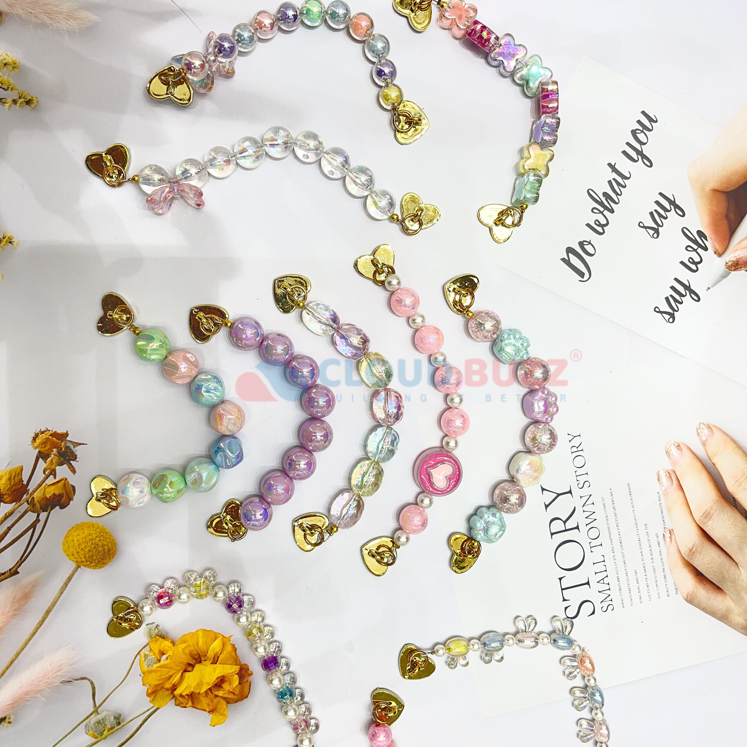 Handmade Pearl Beads Sticky Random Color Bracelet Chain