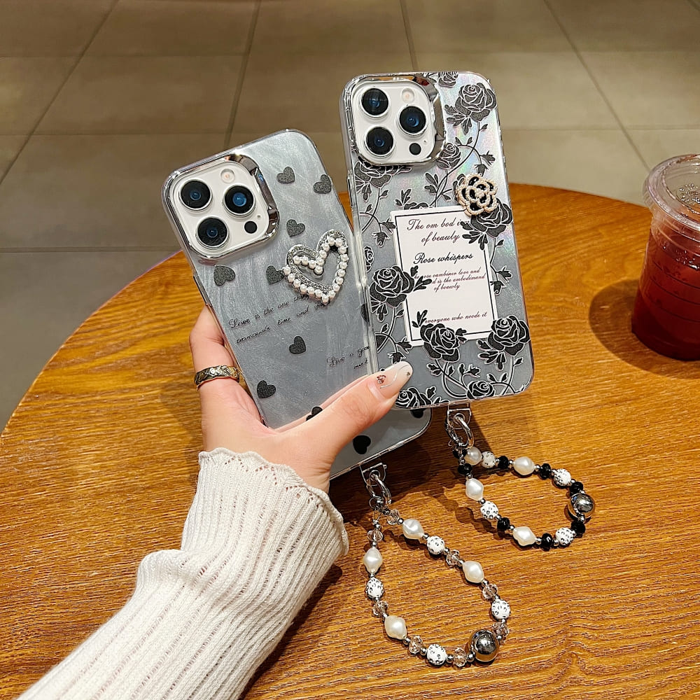 Heart and Rose Printed Phone Case