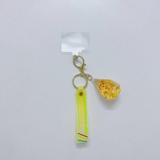 Diamond Shape Floating Liquid Stone Keychain