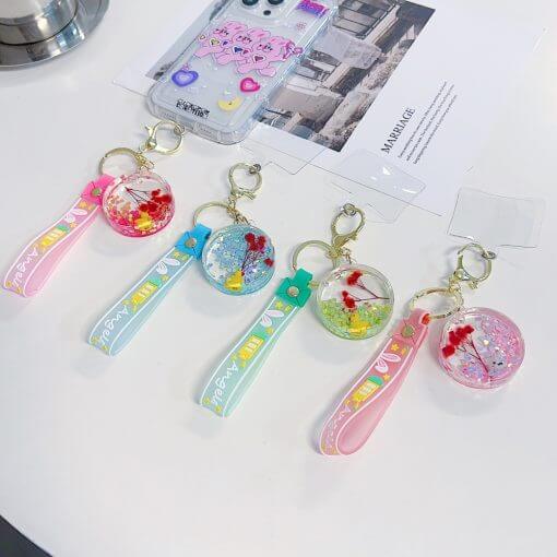 Round Liquid Acrylic Stone Keychain