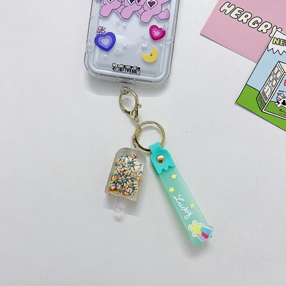 Liquid Cartoon Ice Cream Keychain | Bag Charm