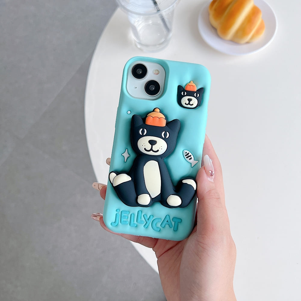 Jelly Cat Stand Silicone Phone Case