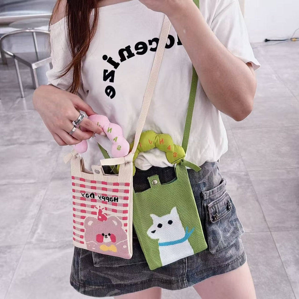 Prison Rabbit Knit Cloud Handle Phone Bag