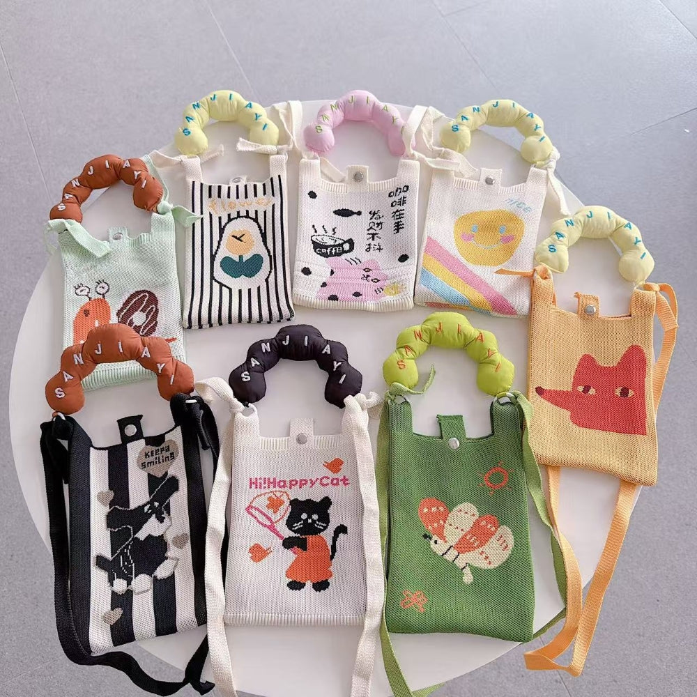 Lavender Bloom Knit Cloud Handle Phone Bag