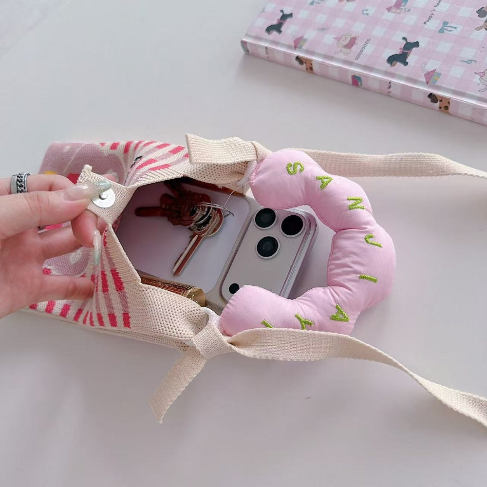 Prison Rabbit Knit Cloud Handle Phone Bag