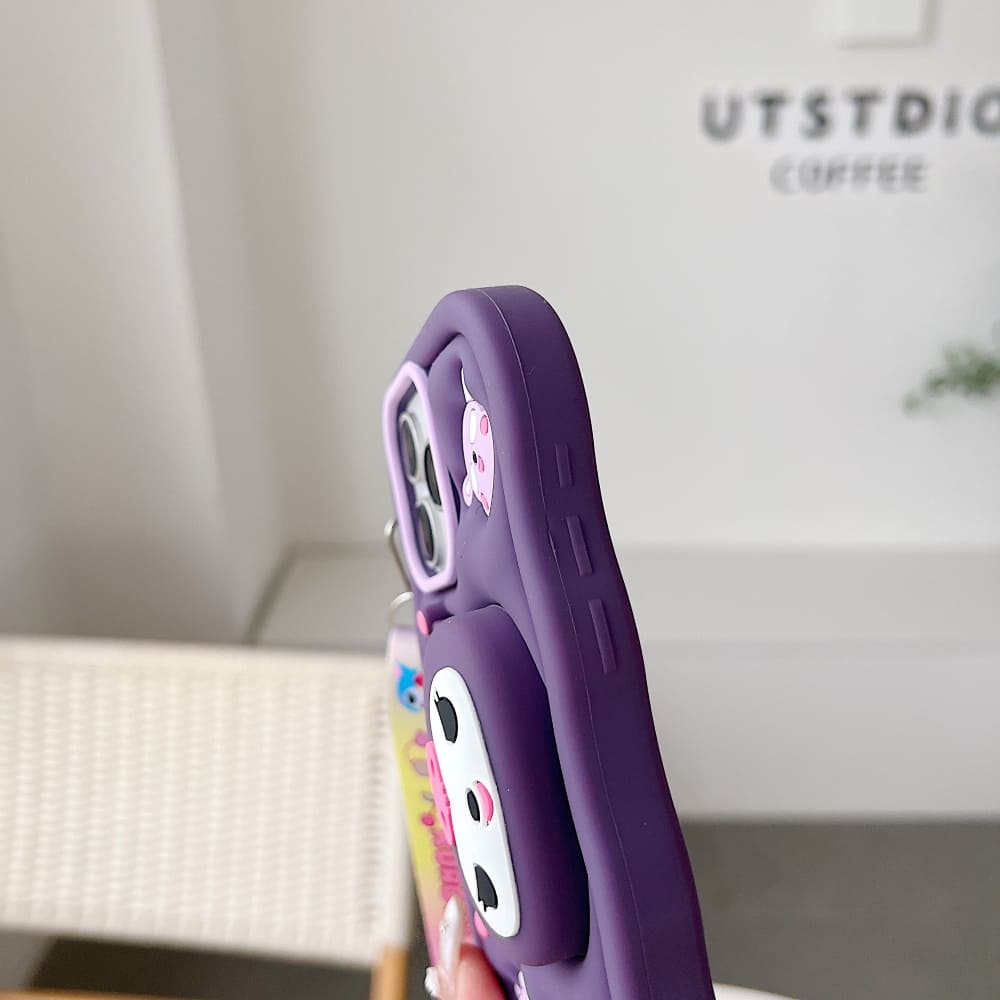 Kuromi Retractable Stand Phone Case with Shoulder Strap