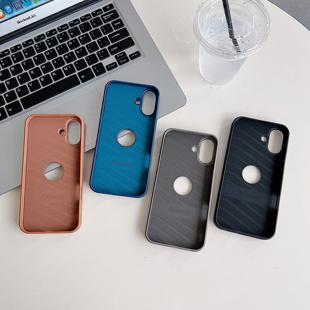 Logo Cut PU Leather Silicone Phone Case