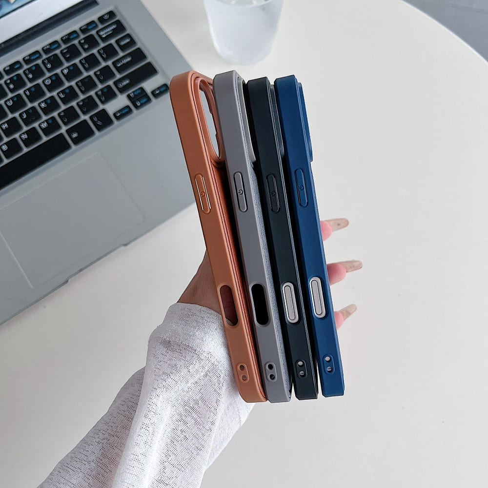 Logo Cut PU Leather Silicone Phone Case