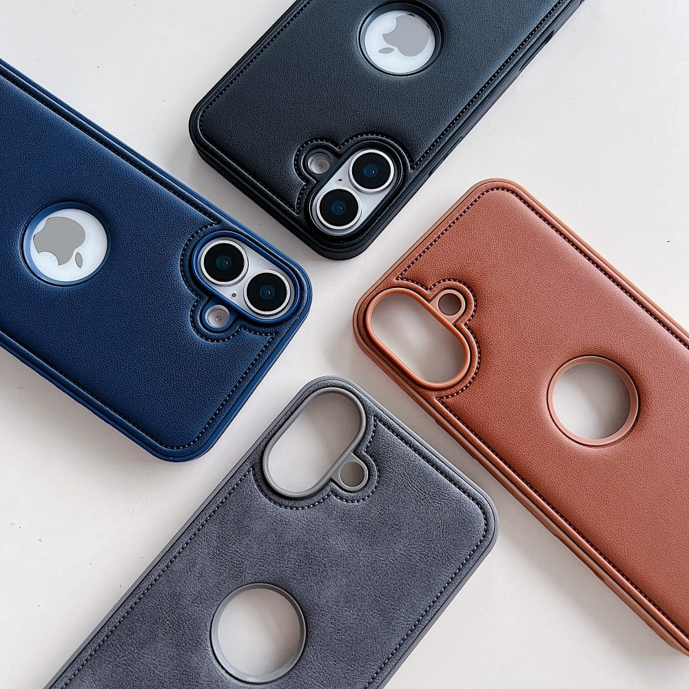 Logo Cut PU Leather Silicone Phone Case