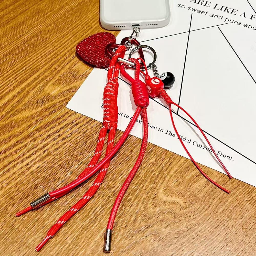 Pin Ball Ornament Bow Rope Phone Charm | Keychain | Handbag Charm