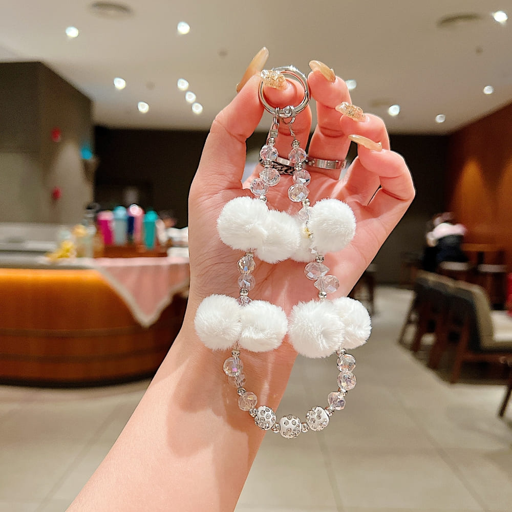 Pom Pom Beaded Phone Charm | Keychain | Handbag Charm
