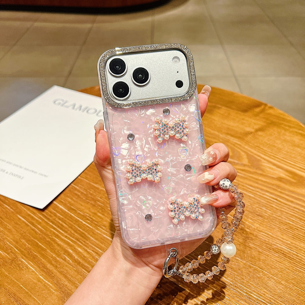 Shimmer Bow Wristlet Phone Case