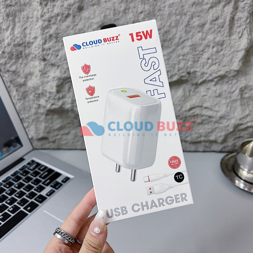 USB Type-C 15W Fast Portable Charger with Type-C (TC) Cable (CB105)
