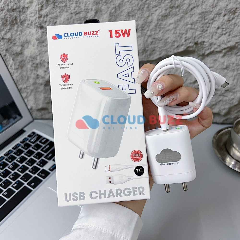 USB Type-C 15W Fast Portable Charger with Type-C (TC) Cable (CB105)