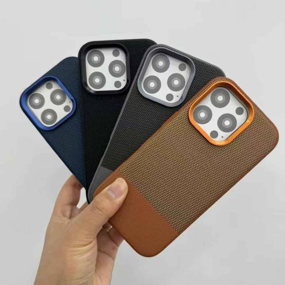 Vegan Leather Metro Weave Phone Case (With Box Packing)