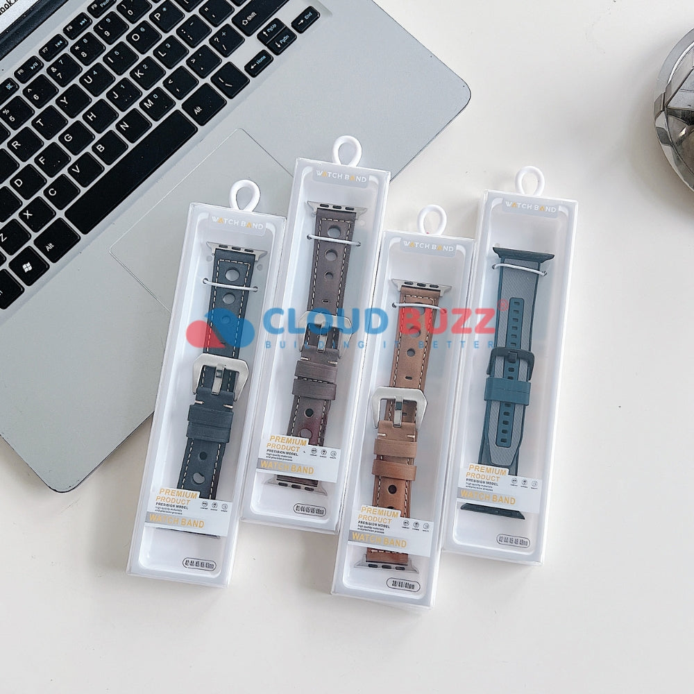 Vintage PU Leather Watch Band | Watch Strap for iWatch Series 9/8/7/6/5/4/3/2/1/Ultra 2/Ultra SE/SE 2 - 22MM