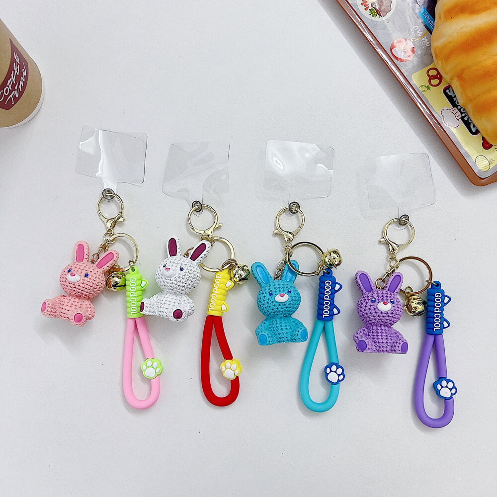 Creative Wool Design Rabbit Cartoon Flower Toy Keyring | Phone Charm | Purse Charm